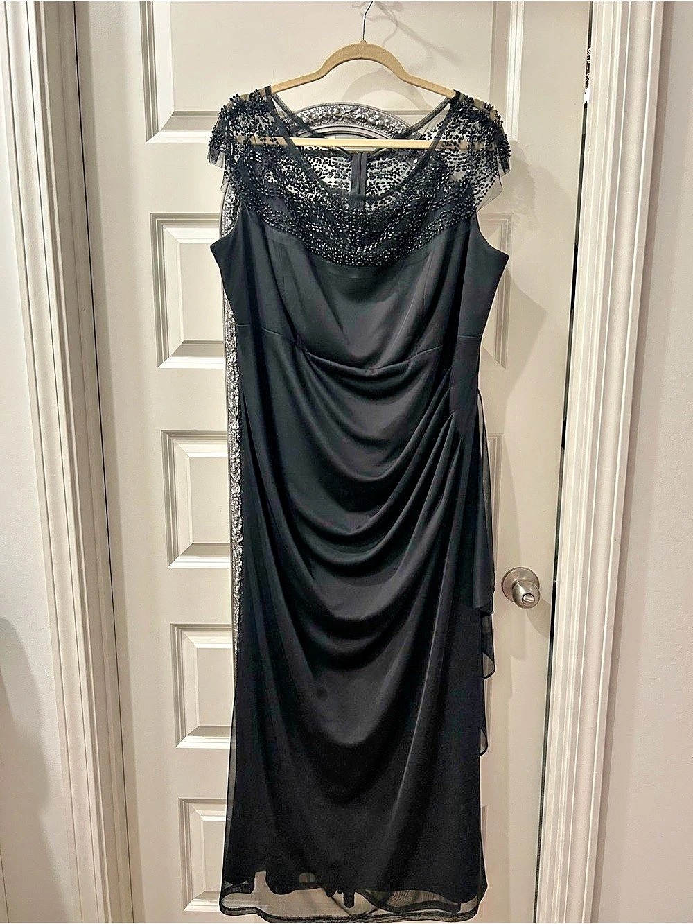 Catherines Black Beaded Lace Maxi Dress Size 22W Like New